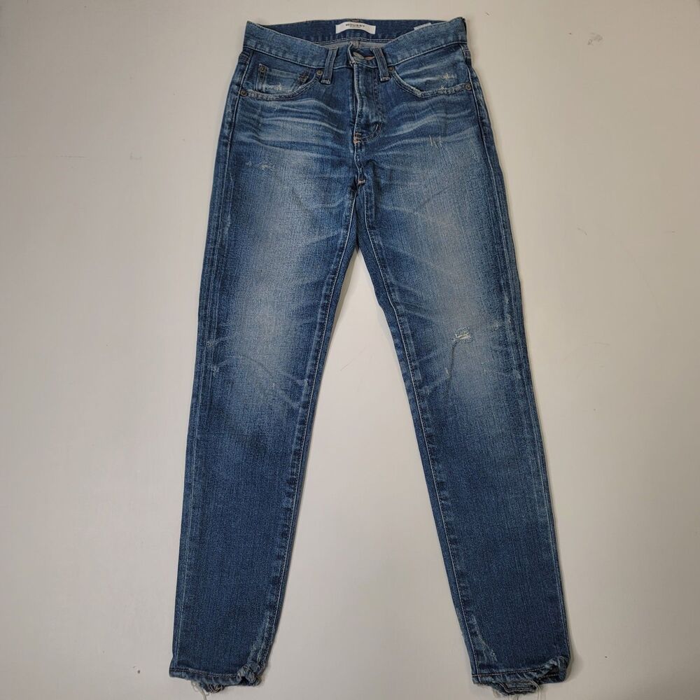 MOUSSY Vintage Distressed Skinny Jeans Blue Denim Raw Hem Japanese Designer Size